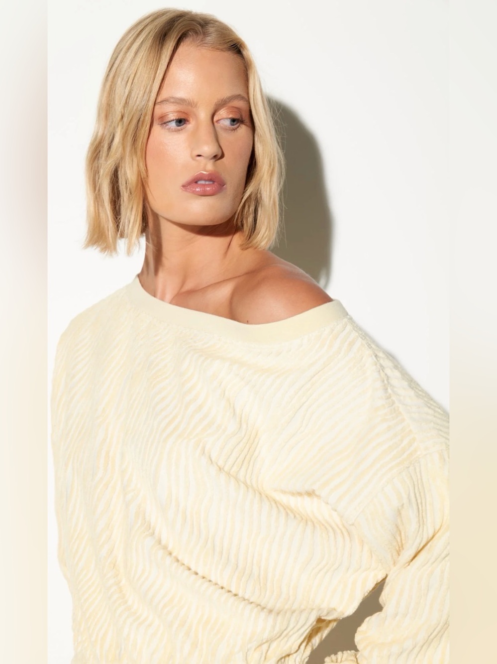Spiritual Gangster French Vanilla Bella Off-The-Shoulder Terry Dress Small